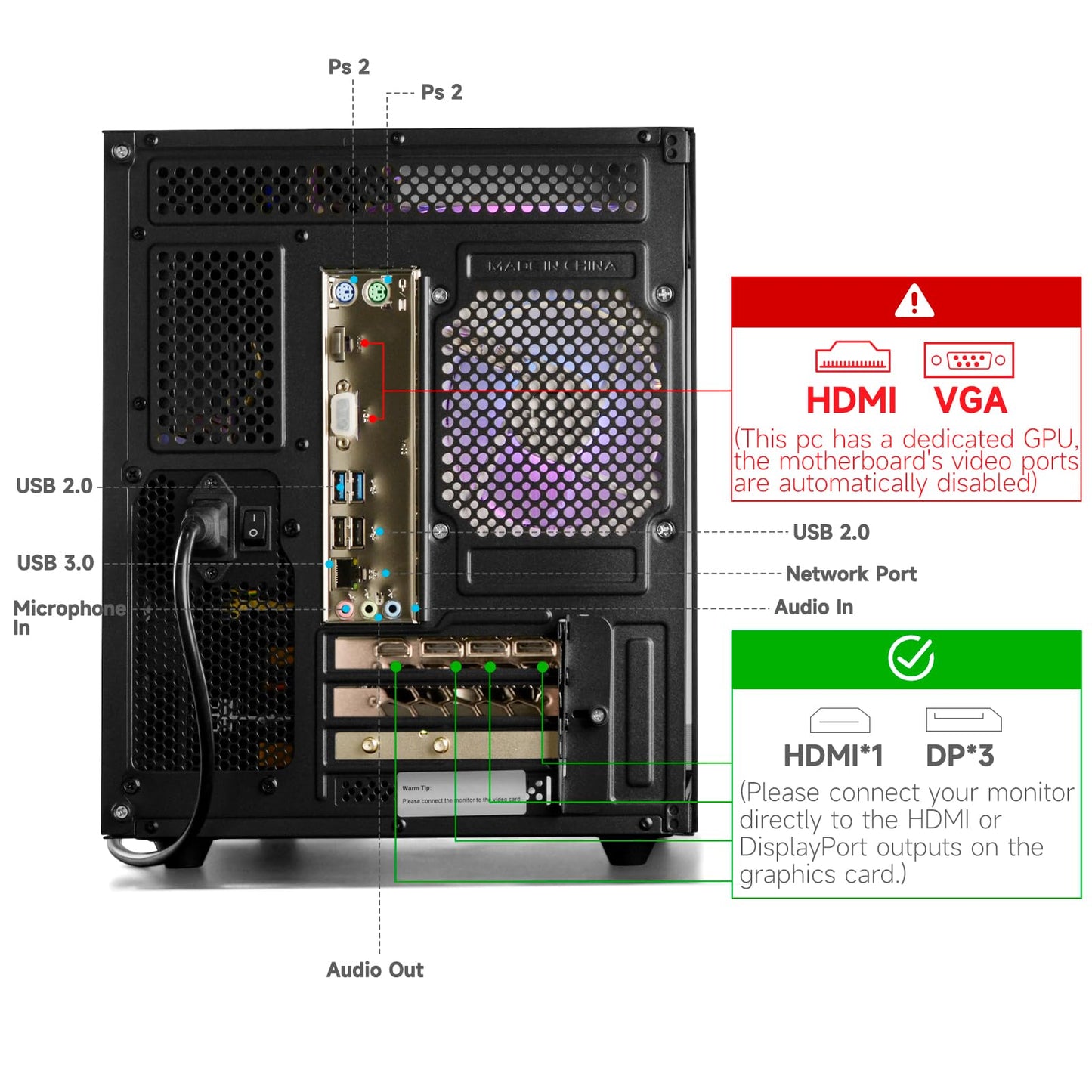 WIWB Gaming PC Desktop Ryzen 7 5700X, GeForce RTX 5060, 16GB DDR4 RAM, 1TB NVME SSD, Prebuilt Tower Computer for Gaming, Home VR (Black)